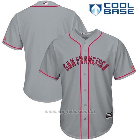 Maglia Baseball Uomo San Francisco Giants 2017 Estrellas y Rayas Grigio Cool Base